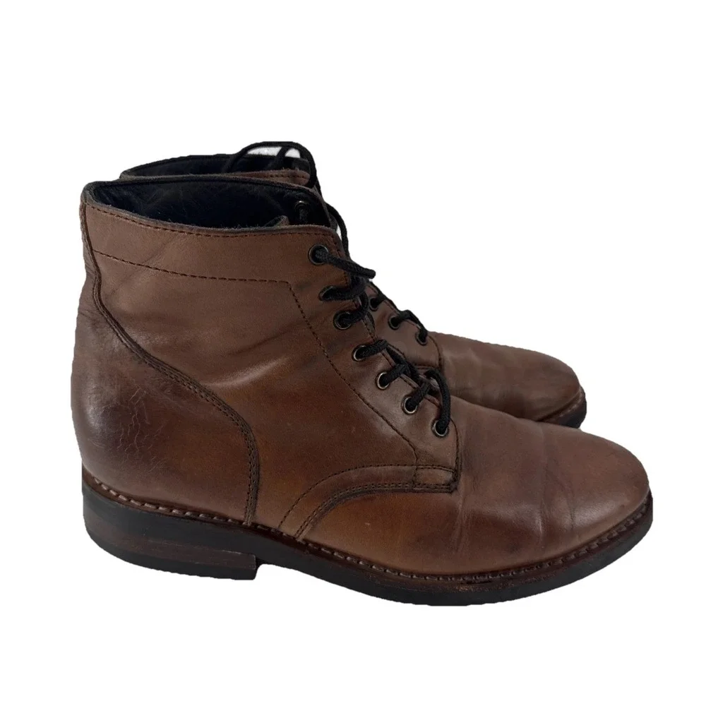 Thursday Everyday Captain Boots Men 9 Brown Leather Cap Toe Lace Up Ankle